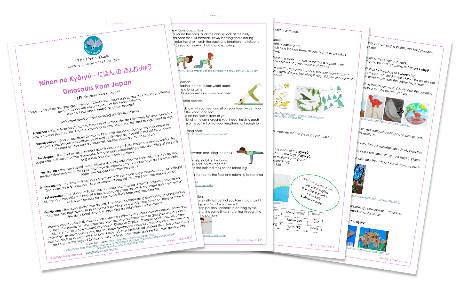 Kyoryu-Dinosaurs-Japanese-Teacher-Resource-The-Little-Tonbo-2025_page-spread