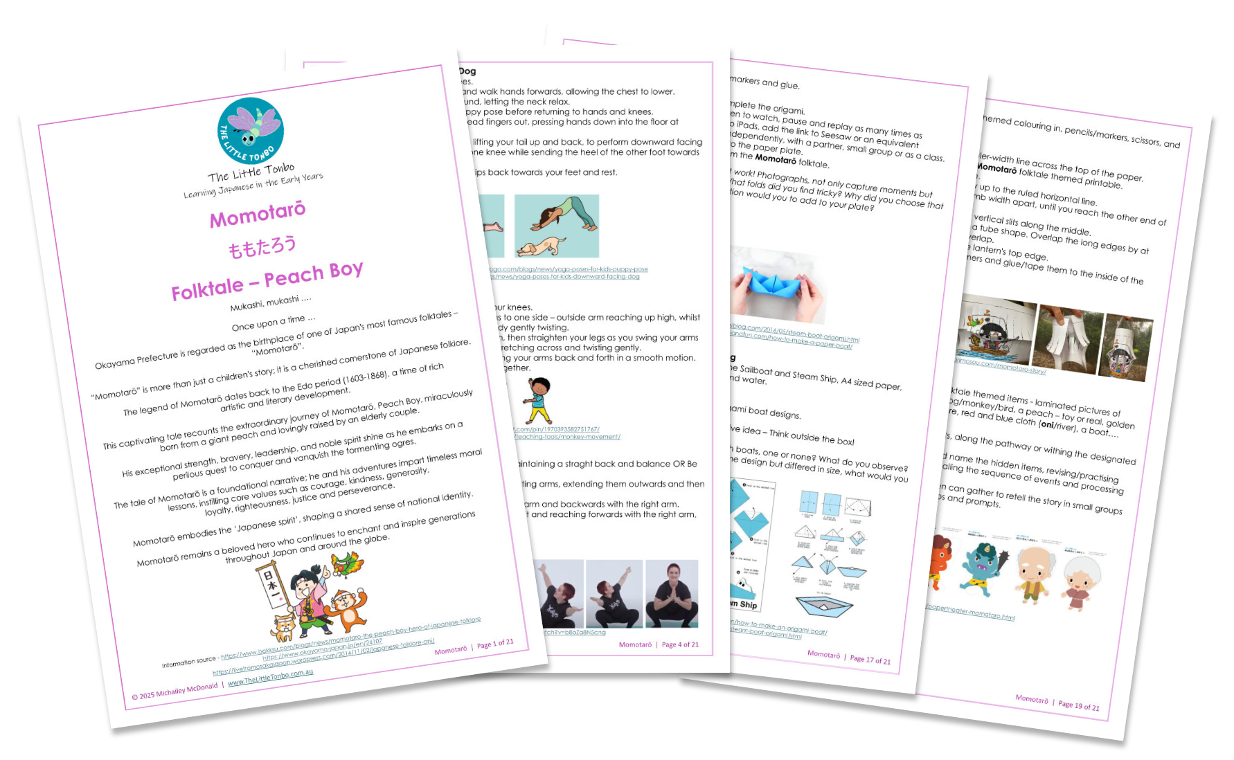 Momotaro-Folktale-Peach-Boy-Teacher-Resource-The-Little-Tonbo-2025_page-spread